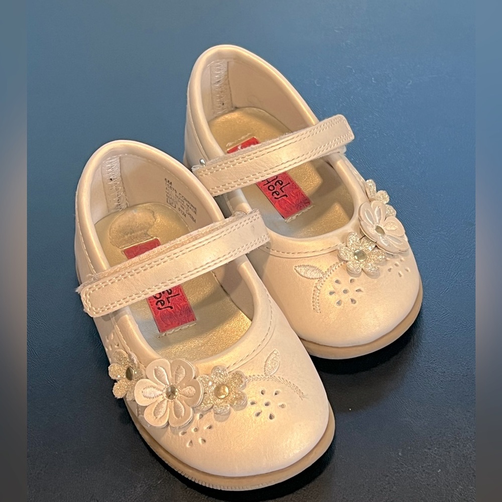 White Floral girls dress Shoes